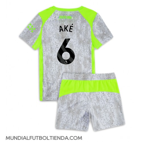 Camiseta Manchester City Nathan Ake #6 Tercera Equipación Replica 2025-26 para niños mangas cortas (+ Pantalones cortos)